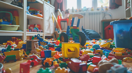 Naklejka premium Messy Kids Playroom Filled with Toys