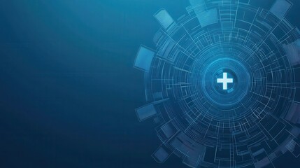 Obraz premium Blue circular wave pattern representing medical data flow, digital health concept