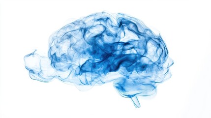 Minimalist blue and white abstract brain waves, neuroscience and mental health