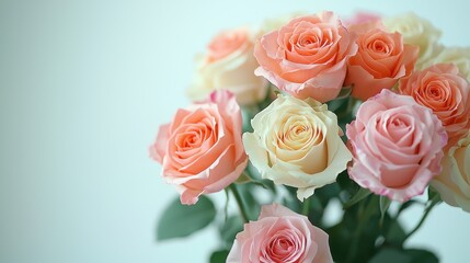 Fototapeta premium Pink and White Roses Bouquet Close Up Photography
