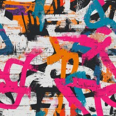 Fototapeta premium Seamless pattern of graffiti tags with a mix of street art styles and textures