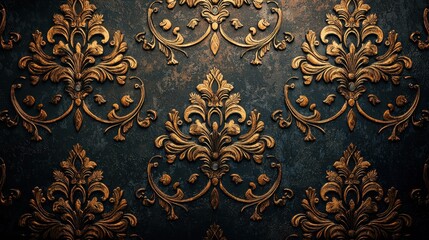 Elegant Gold Floral Pattern on Black Background