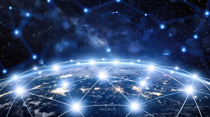 Glowing Connections and Data Points in a Digital Network