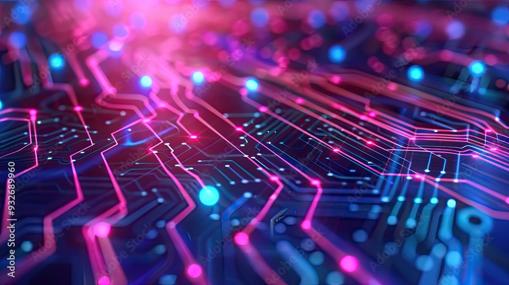 Fototapete abstract digital dot line particle data background connecting technology concept.