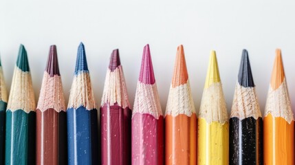 Assorted colored pencils on a white background