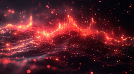 Obraz premium Red Glowing Abstract Background with Bokeh Lights