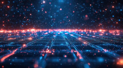 Fototapeta premium Abstract Technology Background with Blue and Red Lights