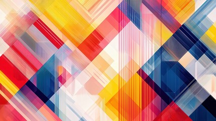 Obraz premium Abstract Geometric Pattern with Red Yellow Blue and White Colors