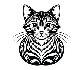 Black cat illustration black and white