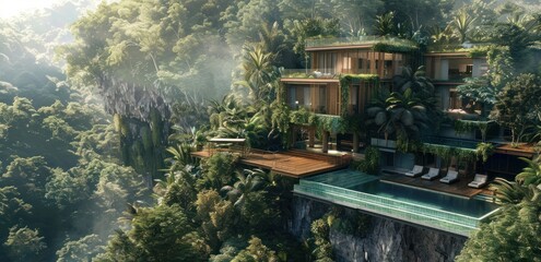 Obraz premium Luxury Villa in Lush Jungle Setting