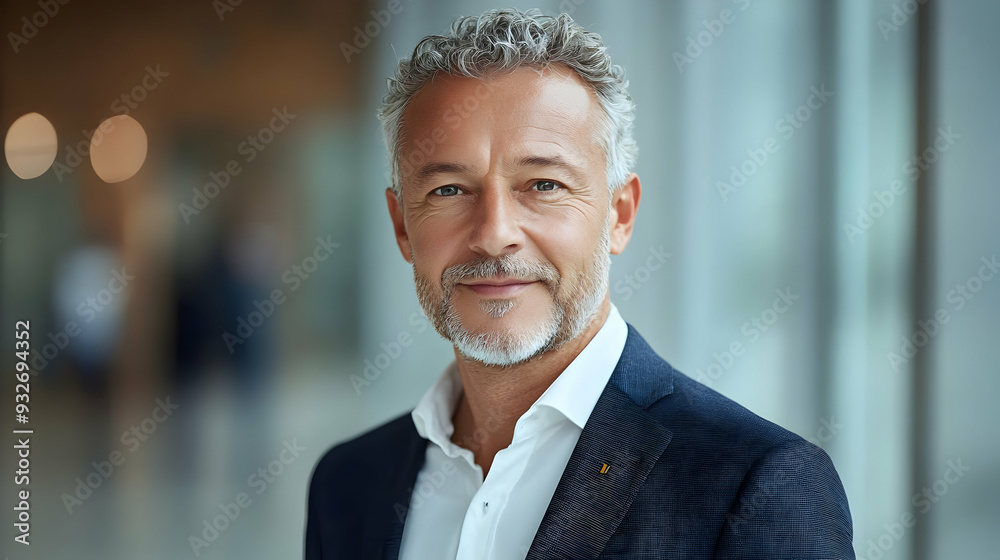 Wall mural Professional portrait of a confident man in a modern setting.