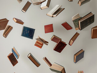 Book Falling Isolated on White Background Capturing Motion and Gravity