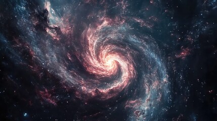 Image of a swirling galaxy with continuous rotation and flow, capturing the grand scale of perpetual motion in space.