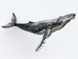 Fototapeta premium Majestic Humpback Whale Sculpture Isolated on White Background