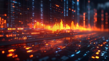 Abstract Futuristic Technology Background with Glowing Orange and Blue Lights