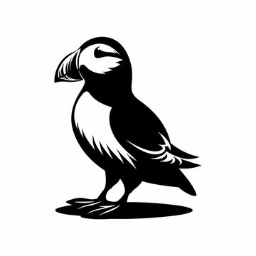 recommend clip art: puffin silhouette vector illustration on white background