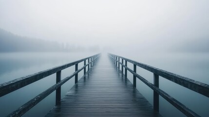 Obraz premium An empty bridge stretching over calm water, symbolizing the silent beauty of emptiness.