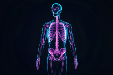 A skeleton is shown in a purple color