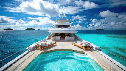 Fototapeta premium Luxury Yacht Pool in the Tropical Paradise