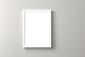 Maqueta de marco de p&oacute;ster de imagen de madera m&iacute;nima sobre papel tapiz blanco	