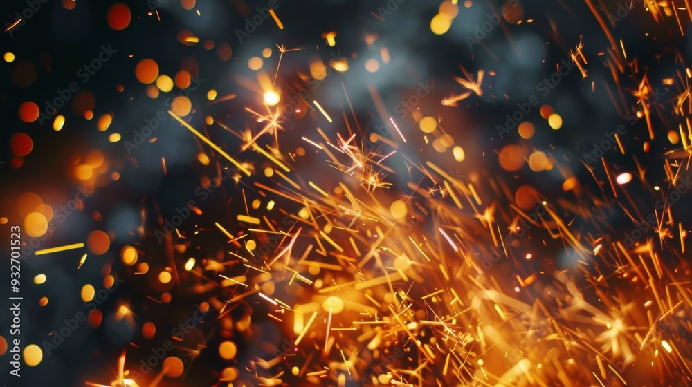 Poster close-up of sparkler with golden sparks