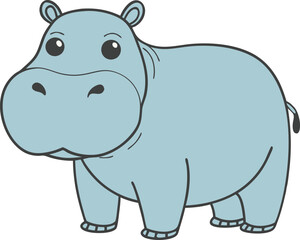 Illustration of a animal hippopotamus standing on isolated white background