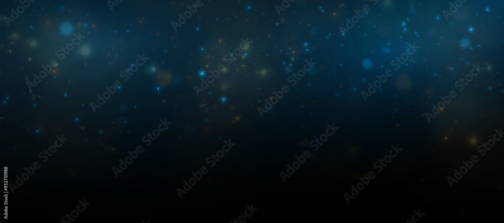 Poster Bright light effect with many shiny particles, on black background. Vector star cloud with dust. Background Vector