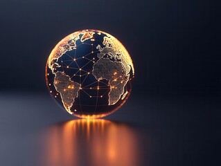 Globe with interconnected stocks, global investment strategy, 3D illustration