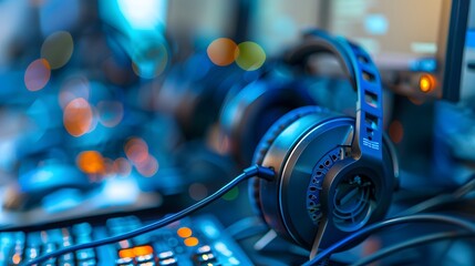 Communication support, call center and customer service help desk. VOIP headset for customer service support (call center) concep. 