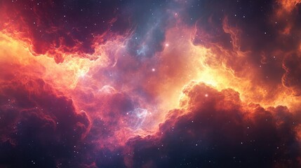 Fototapeta premium Conceptual design of interstellar clouds with subtle, nebulous traces of energy and particles in a dreamy setting.