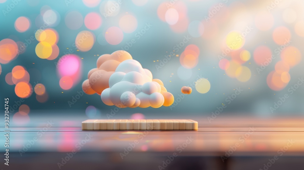 Poster create captivating images of cloud applications with surreal icons and interfaces merging seamlessly