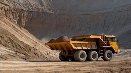 Part of a pit with big mining truck working