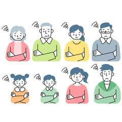 悩む3世代家族の上半身セット