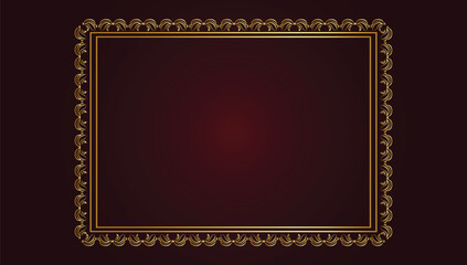 Vintage card frame with golden floral ornament border isolated floral background. Golden luxury realistic  border. Vector illustration