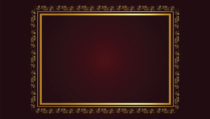 Vintage card frame with golden floral ornament border isolated floral background. Golden luxury realistic  border. Vector illustration