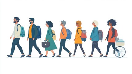 Diverse People Walking.