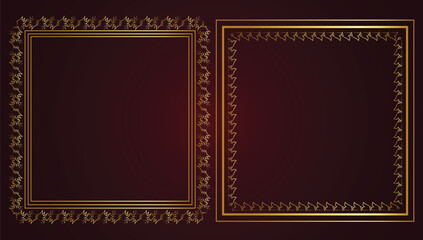 Vintage card frame with golden floral ornament border isolated floral background. Golden luxury realistic  border. Vector illustration