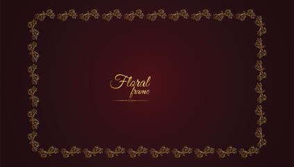 Vintage card frame with golden floral ornament border isolated floral background. Golden luxury realistic  border. Vector illustration