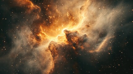 Fototapeta premium Close-up of a nebula with intricate, soft light trails and hazy traces of interstellar gas and dust.