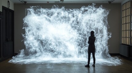 Obraz premium Person Facing Waves.