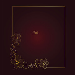 Vintage card frame with golden floral ornament border isolated floral background. Golden luxury realistic  border. Vector illustration