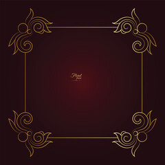 Vintage card frame with golden floral ornament border isolated floral background. Golden luxury realistic  border. Vector illustration