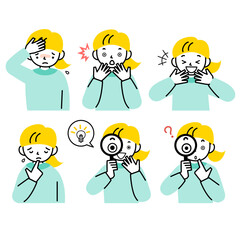 いろいろな表情の女の子の上半身セット