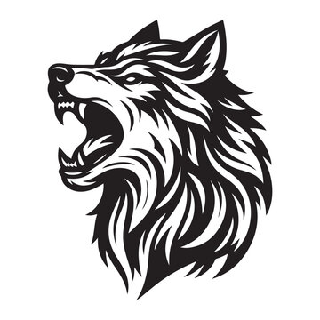 recommend clip art: Line art of wolf head roaring logo cartoon vector