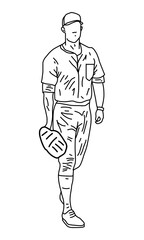 hand draw baseball player silhouette