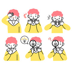 いろいろな表情の男の子の上半身セット