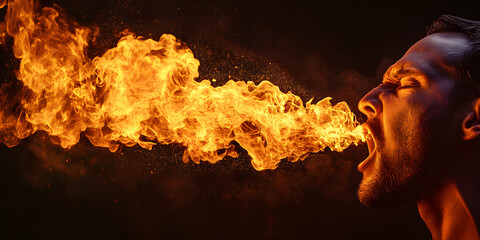 blowing fire from mouth 