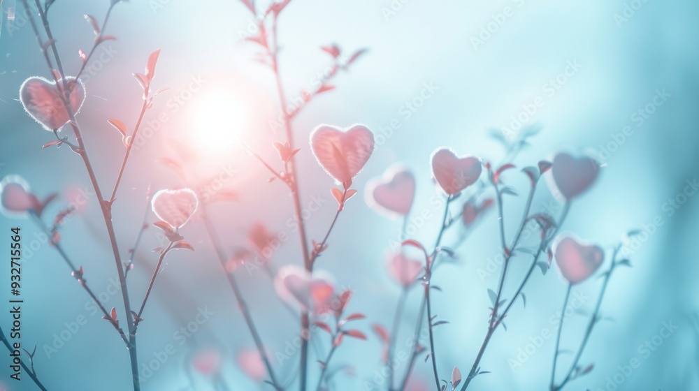 Poster Delicate heart outlines with subtle pastel colors on a clean, light background, ideal for a soft and elegant appearance.