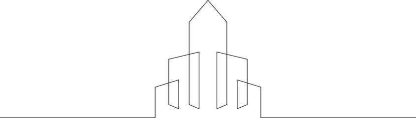 Continuous one line drawing house logo minimal. Construction. Building structure scheme. Home silhouette. Architecture. One continuous line isolated minimal illustration.