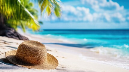 Summer Hat on Tropical Beach